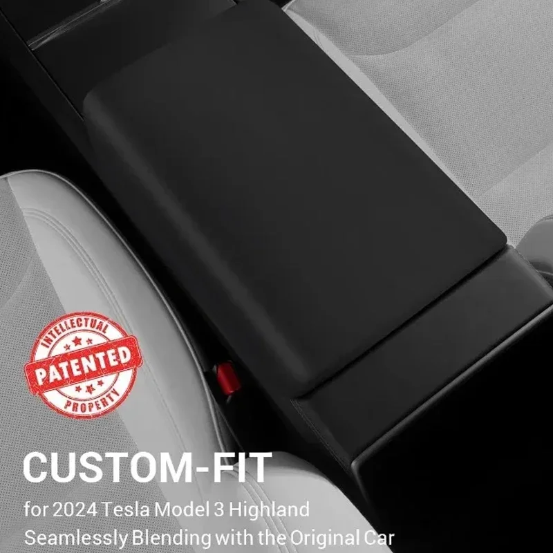 For Tesla Model 3/Y 2019-2022 Car Central Armrest Box Pad For Tesla Model 3 Highland 2024 TPE Center Console Arm Rest Lid Cover