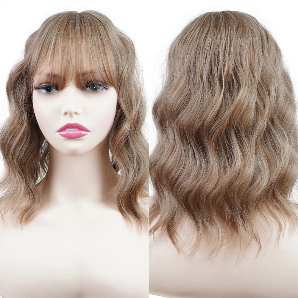 

High Temperature Silk Wig Piece Air Bangs Ripple Short Curly Wig Piece Fluffy Increase Hair Volume Synthetic Wig