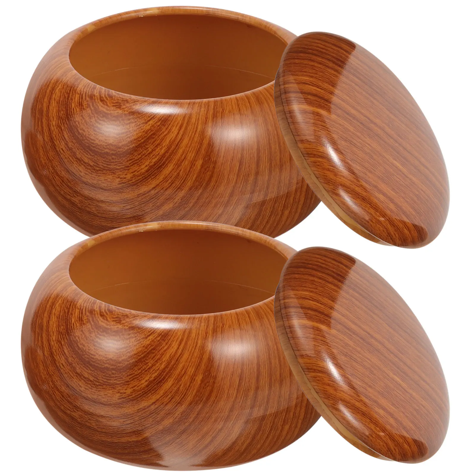 

2 Pcs Go Box Chess Game Can Holder Storage Container Checkerboard Pieces Plastic Stones Resin Wood Grain Lightweight