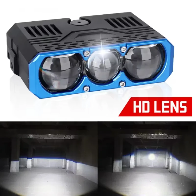 2PCS Triple Lens LED Spotlight 300W 2800000LM Solenoid Beam Switching Headlight Universal Car Grille Lamp Motorbike Fog Lamp