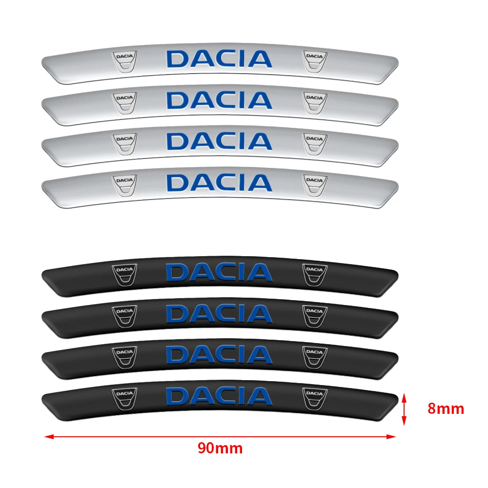 4pcs 3D Aluminum Trim Car Badge Wheel Rims Sticker For Dacia Duster Logan Dokker Lodgy 2 Sandero MK2 Stepway Mcv Xplore Jogger view 6