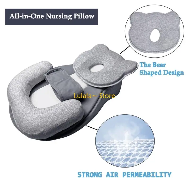 Y4QA Newborns Anti Nursing Pillow Feature Secure Support Structure Detachable