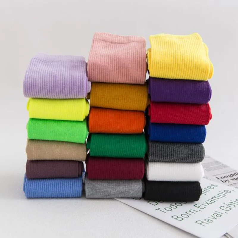 Women Socks Looes Cotton Blends Stripe Comfortable Middle Tube Long Sock Soft Breathable Solid Color Socks Spring Autumn Thin