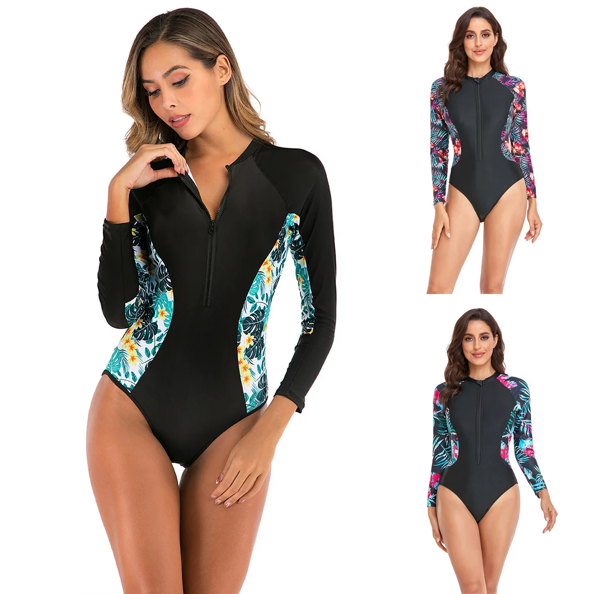 

Swimwear 2024 Bikini Female Bathing Swimming New Sand Surf Suit Zipper Swimsuits Women's One-Piece Swimsuit Conservative Wetsuit