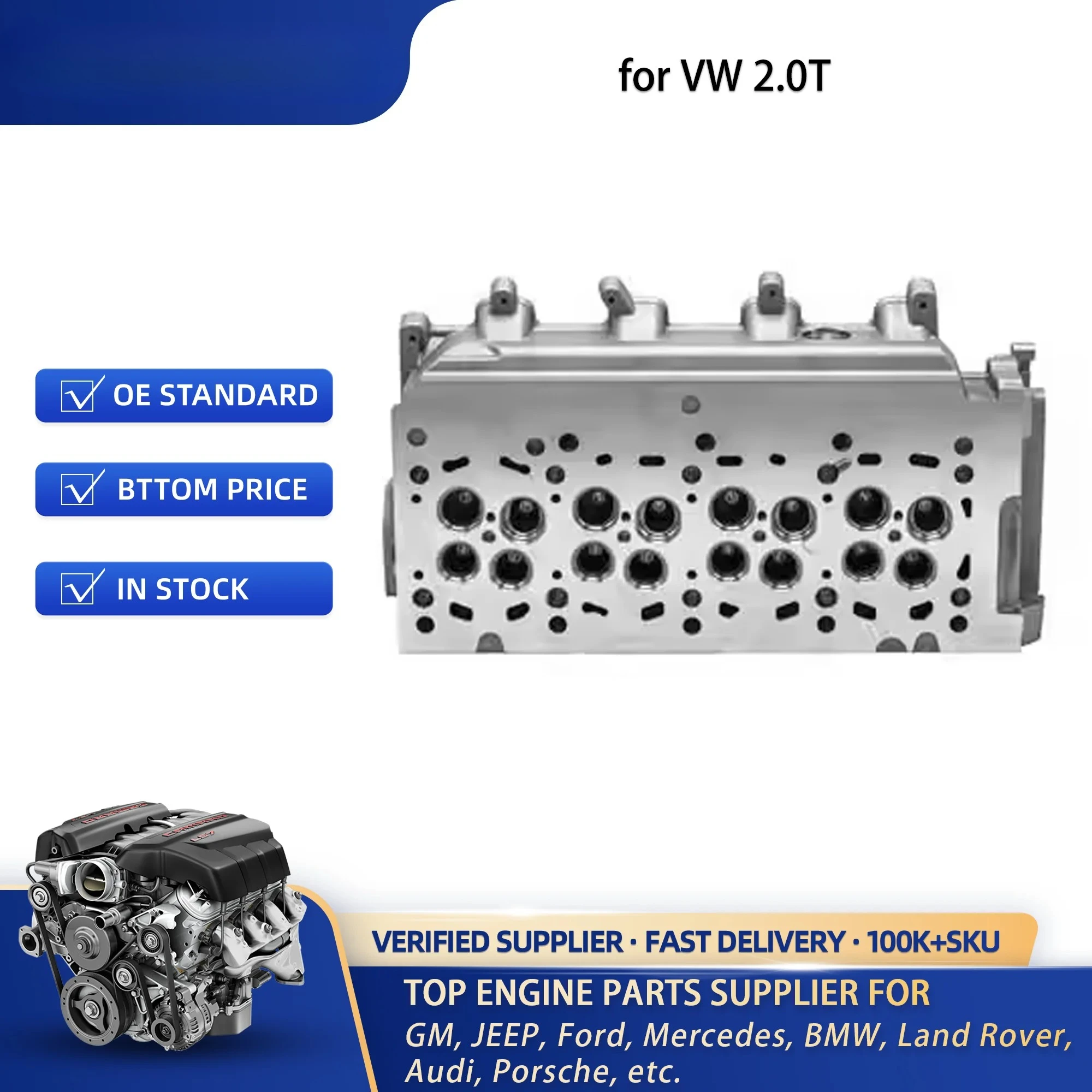 Linkteco Engine Cylinder Head Assembly for VW Amarok Multivan Transporter CFCA 2.0T 908727 03L103351D 03L103351L Auto Parts
