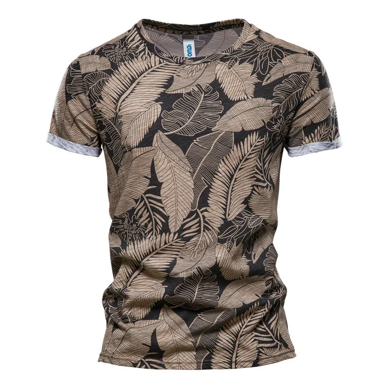 T-shirt Men's 3D Printed Leaf Pattern Summer Man Women Fashion Slim-fit Crew Neck T-shirt Tops Casual Sports Beach T-shirt