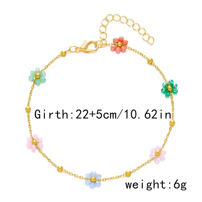 Sommer Süße Rote Kirsche Fußkettchen für Frauen Mode Niedlichen Reis Perlen Blumen Herz Kette Fußkettchen Strand Barfuß Sandale Schmuck – Detail 15