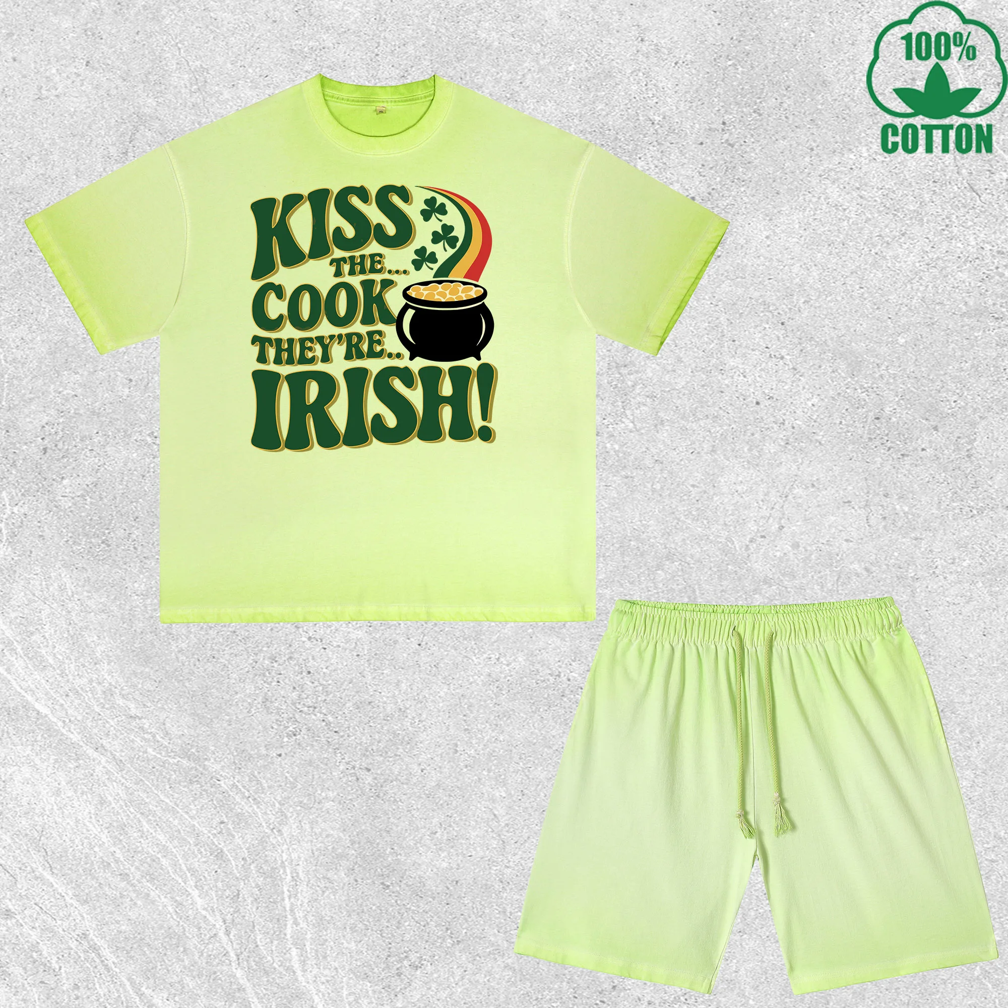 

Комплект из футболки и шорт Hobby Patricks Day с принтом, эффектом потертости, разноцветный, свободный крой, модный, 100% хлопок, выгодный набор