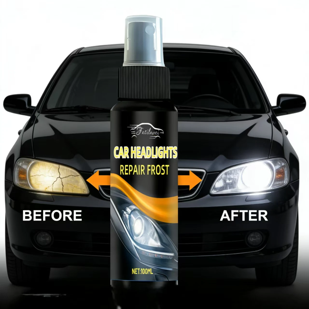 

Facilawei Ремонт автомобильных фар Мороз для BNM — 100 мл Спрей для быстрого восстановления фар, удаление мороза/желтения, мгновенный прозрачный S