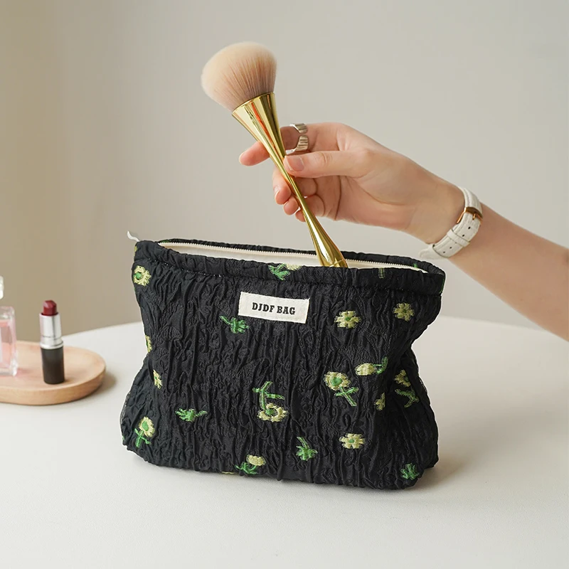 Borsa cosmetica da donna a bolle nere borsa da viaggio per prodotti per la cura della pelle di grande capacità borsa da toilette da viaggio borsa a