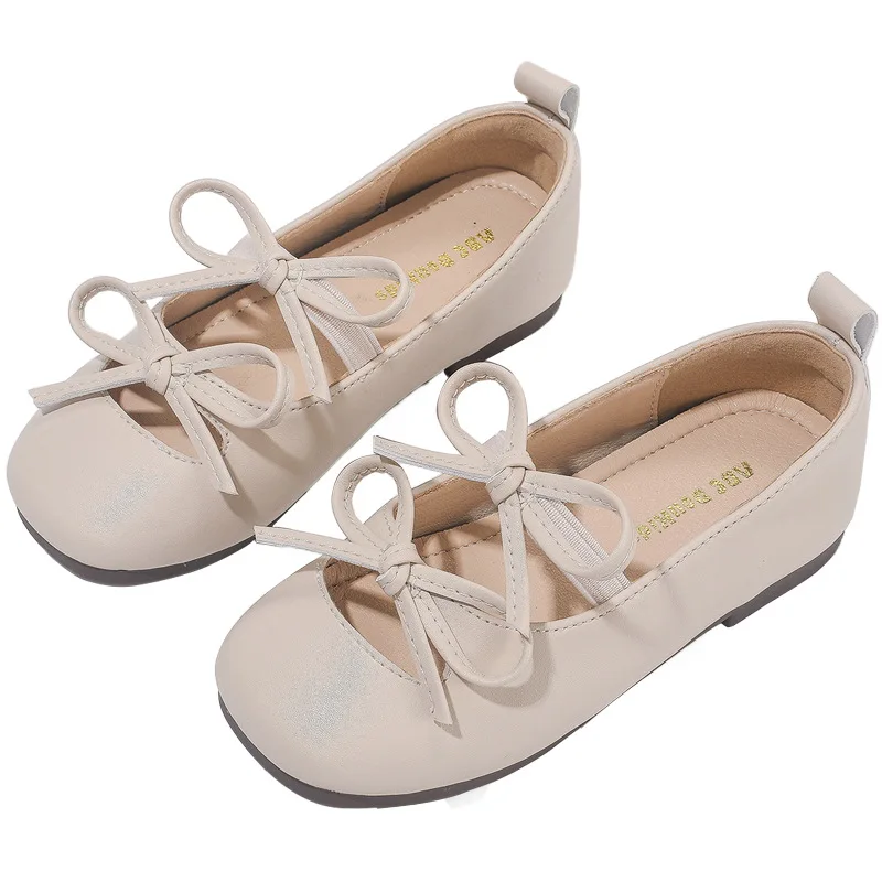 Princess Shoes for Girls New 2025 Fashion Double Bowknot Chic Children Mary Jane Shoes Gold Sliver Square Toe Elegant Kids Flats