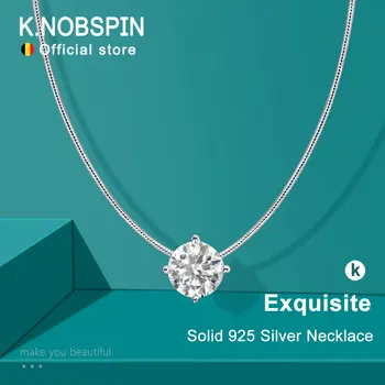 KNOBSPIN D VVS1 Moissanite collier pendentif s925 argent Sterling plaqué or blanc 18 carats certifié GRA colliers délicats pour les femmes