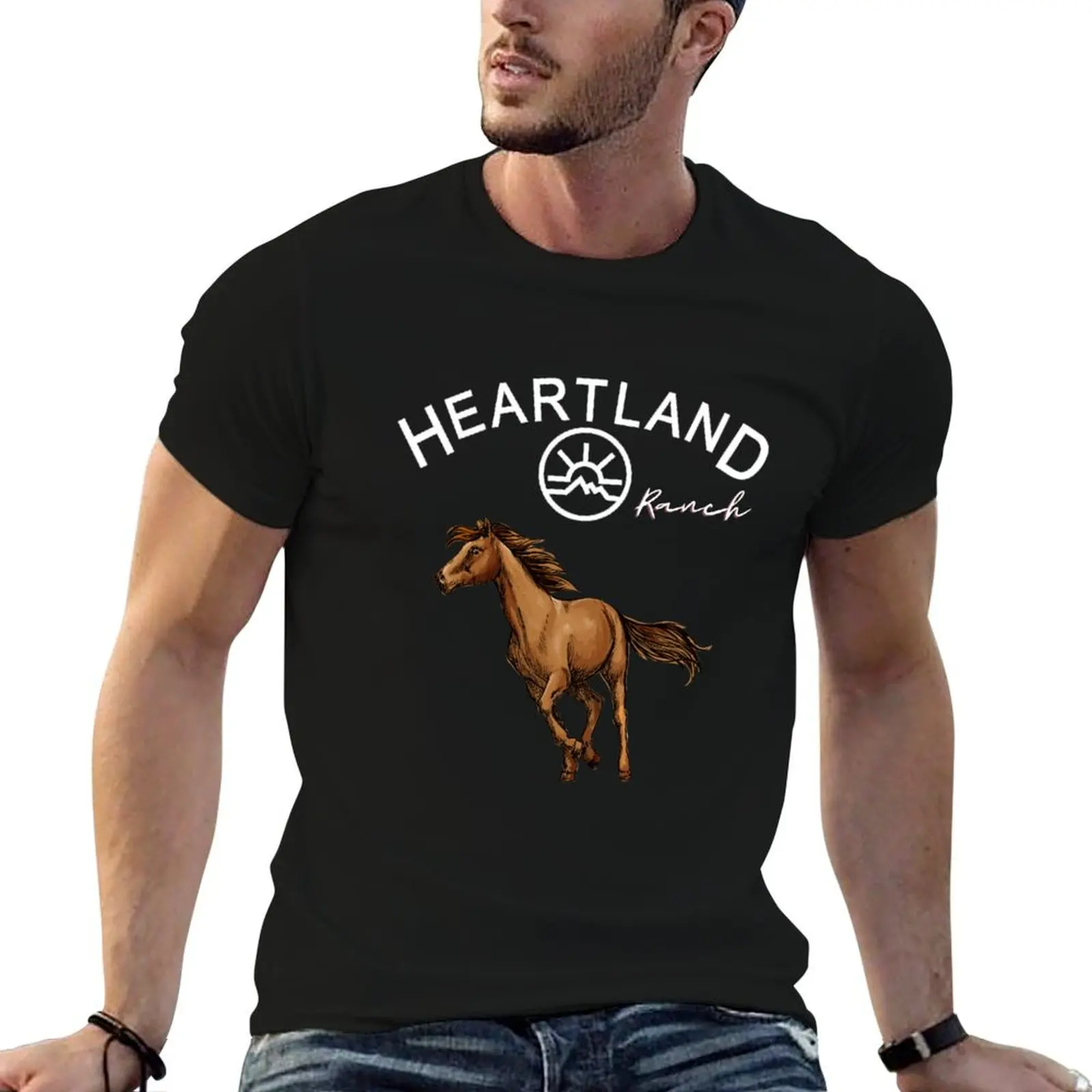 

Футболка Heartland Ranch, Heartland Horse, футболки из 100% хлопка, мужские футболки, хлопковая футболка