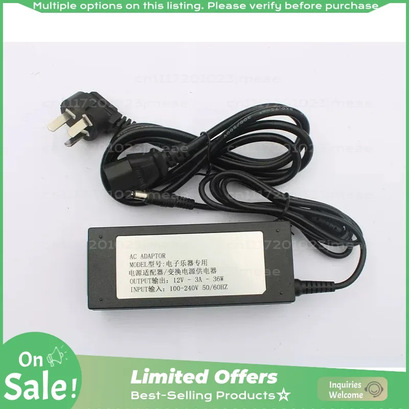 12V 3A 36W Power Adapter Charger for YAMAHA Keyboard Digital Piano Electronic Organ PSR Series Replacement Power Supply