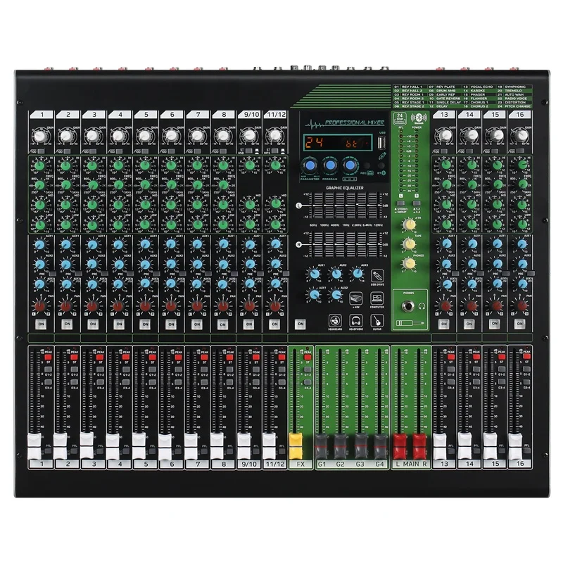 TLF Xtuga QMX162 24DSP Dual 7-segment Equalizer USB BT 16 Channel Stage KTV Profesional Mixer