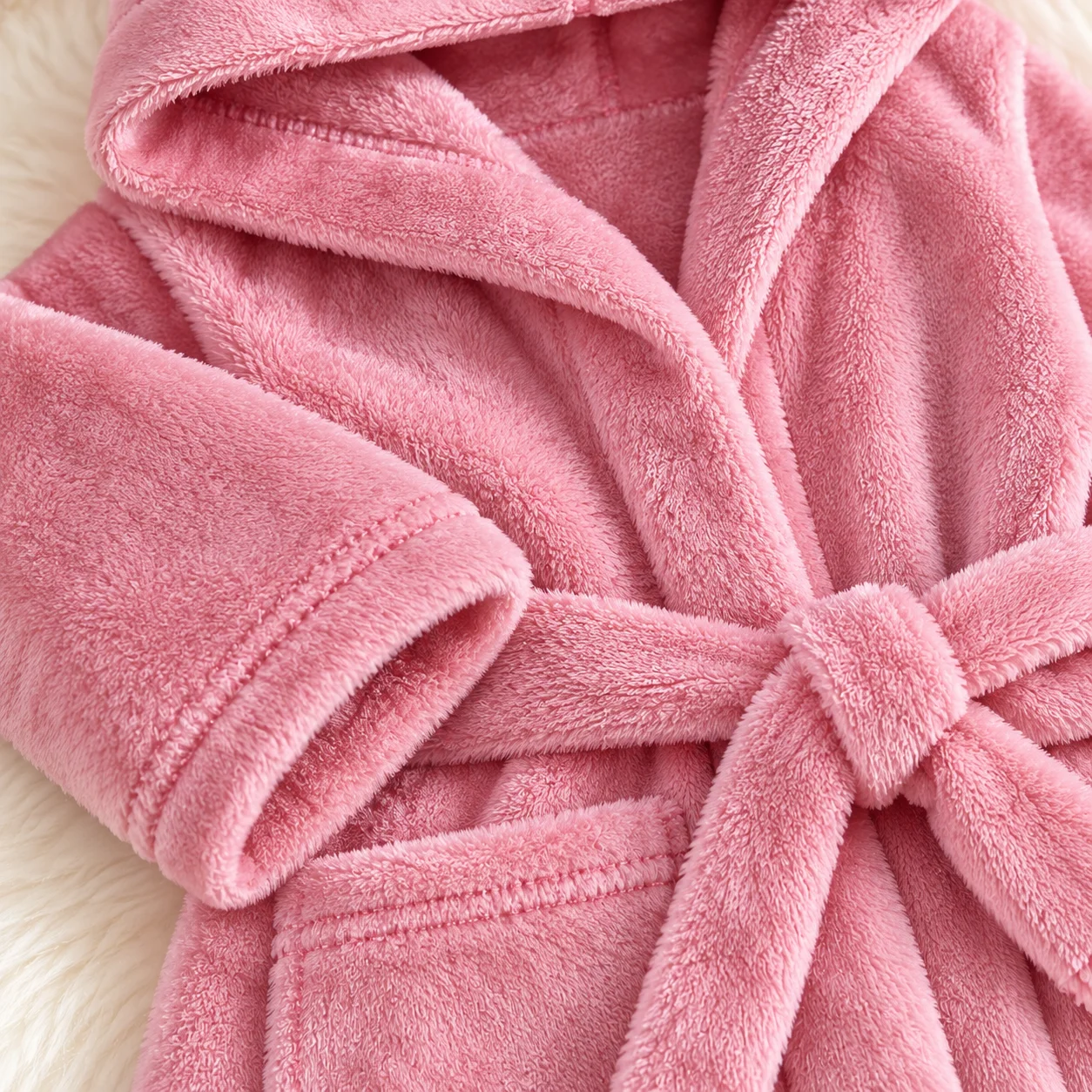 Girls Hooded Fleece Bathrobe Soft Warm Plush Toddler Kids Sleep Robe with Belt Flannel Home Wear for Children