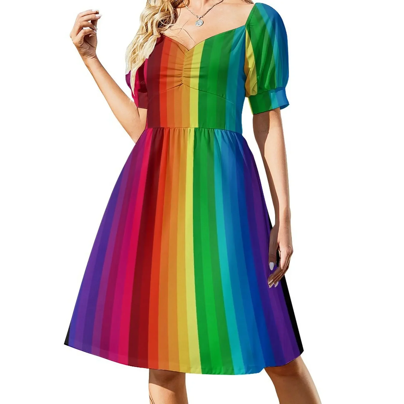 Robe chemise à rayures arc-en-ciel pour femmes, robes de soirée élégantes pour dames, vente