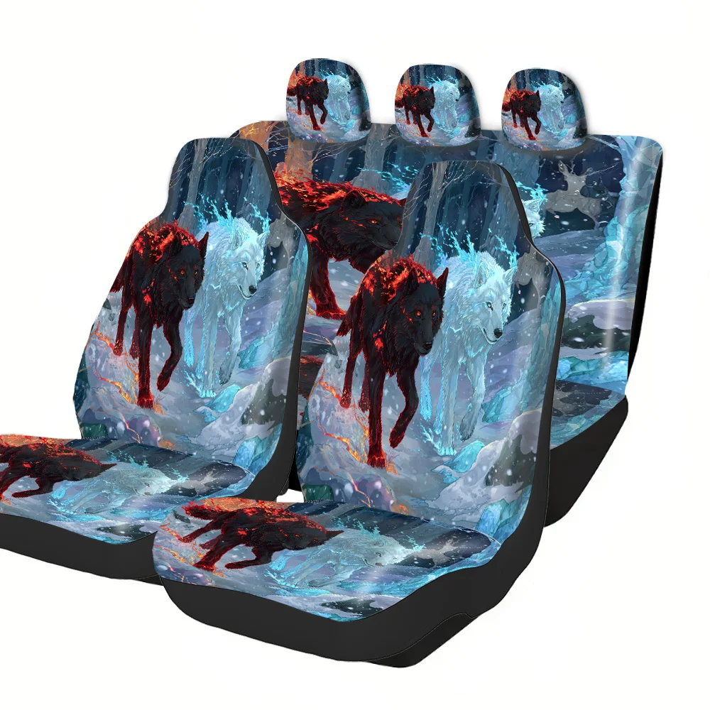 Car Seat Covers - Halloween Christmas New Year Easter Themed Wolves Forest Snow Design Premium Lucky Gift For Friends Fit For C