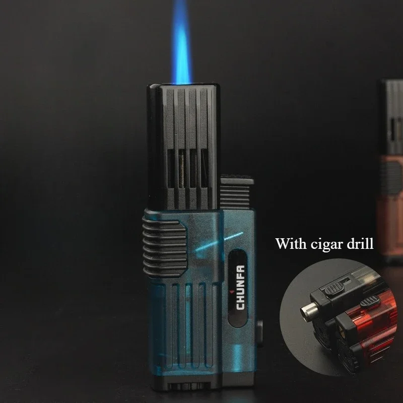 

Ceramic Mouth Transparent Air Chamber Straight Jet Small Flamethrower Cigar Drill Torch Lighter Refillable Smoking Accessories