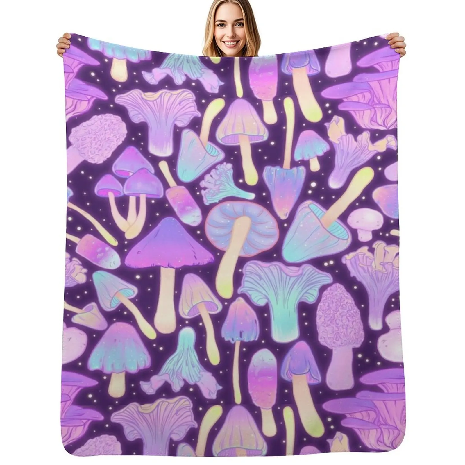 

Spooky Mushroom Hunt Throw Blanket Portable Lightweight Blanket for Travel Camping