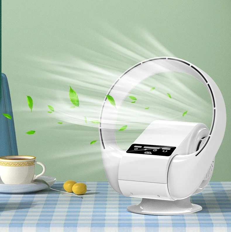 

HEBRON портативный безлопастной настольный бесшумный вентилятор, светодиодный интеллектуальный цифровой дисплей, пятискоростной домашний вентилятор с встряхивающейся головкой, USB-башенный вентилятор