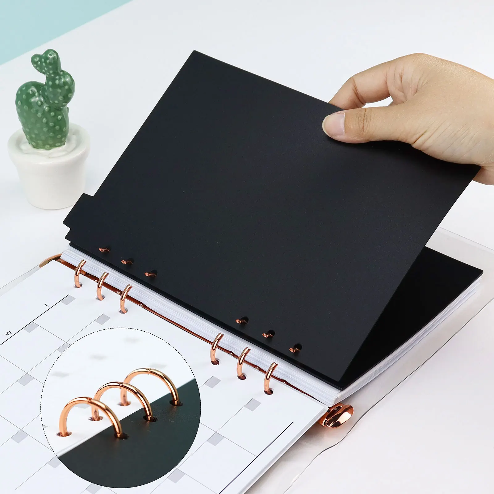 

A5 A6 PP Black Pink Paper Index Divider Cute 6 Holes For Binder Loose leaf Planner Notebook Stationery Notebook Paper Divider