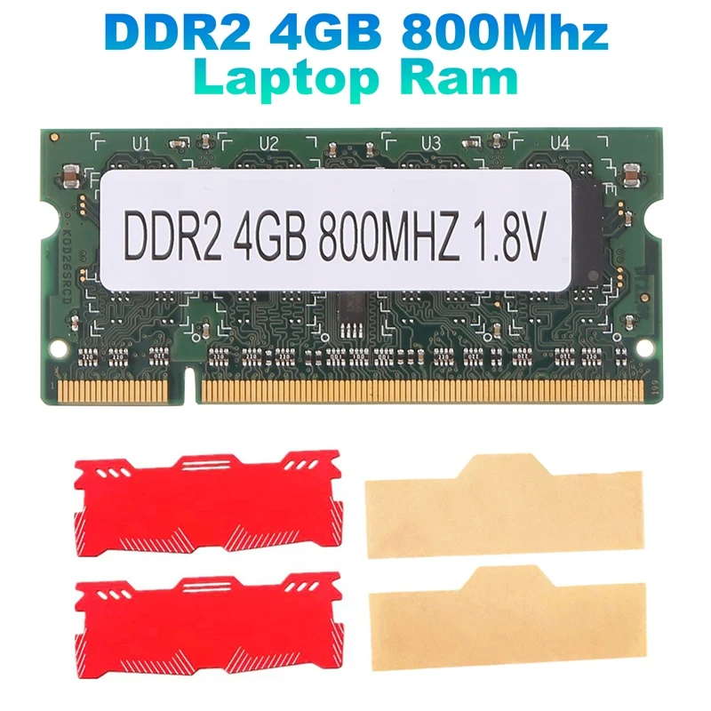 4GB DDR2 Laptop Ram+Cooling Vest 800Mhz PC2 6400 SODIMM 2RX8 For  AMD Laptop Memory Ram