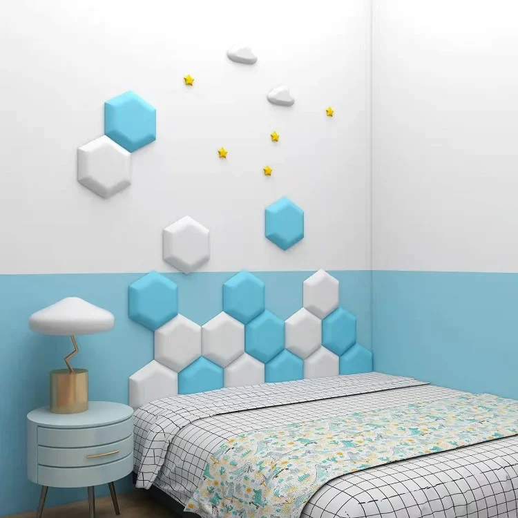 Hexagon Headboard Nordic Style Head Board Cabecero Cama 135 Bed Head Board Tete De Lit TV Wall Decor 3D Wall Stickers