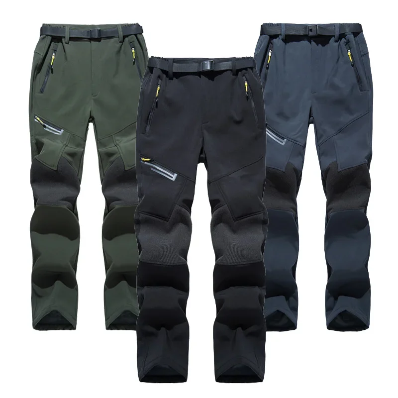 Autumn Winter Men Hiking Pants Long Softshell Hunting Climbing Camping Trekking Waterproof Warmth Radiation