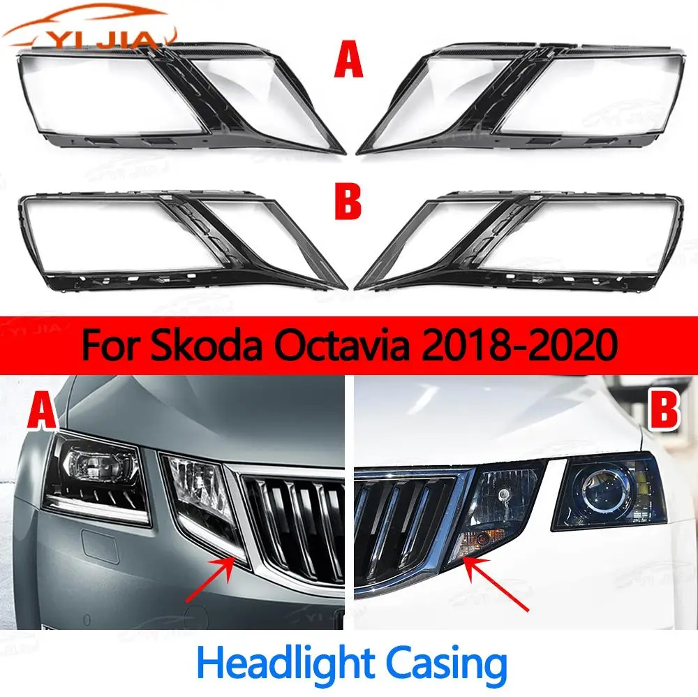

For Skoda Octavia 2018 2019 2020 Headlight Lens Cover Shell Headlamp Lampshade Lamp cover Transparent Headlight Cover Auto