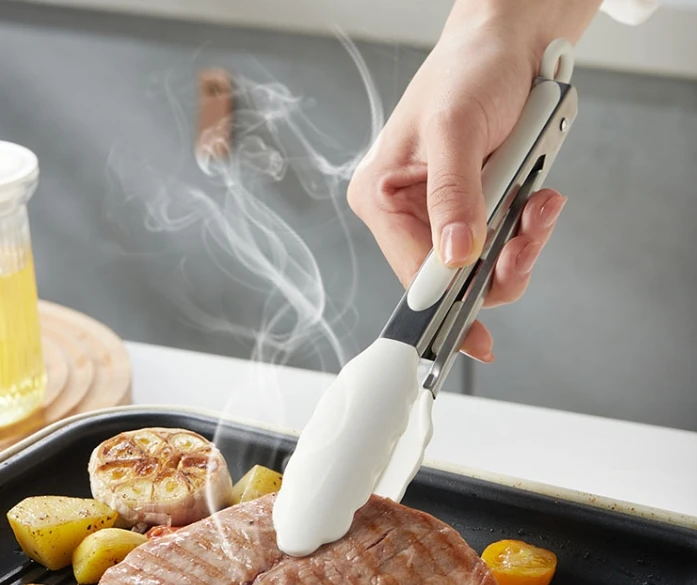 Household Barbecue Food Tongs Silicone High-Temperature Resistant Steak Tongs Silicone Anti-Slip Food Tongs Kitchen Accessories