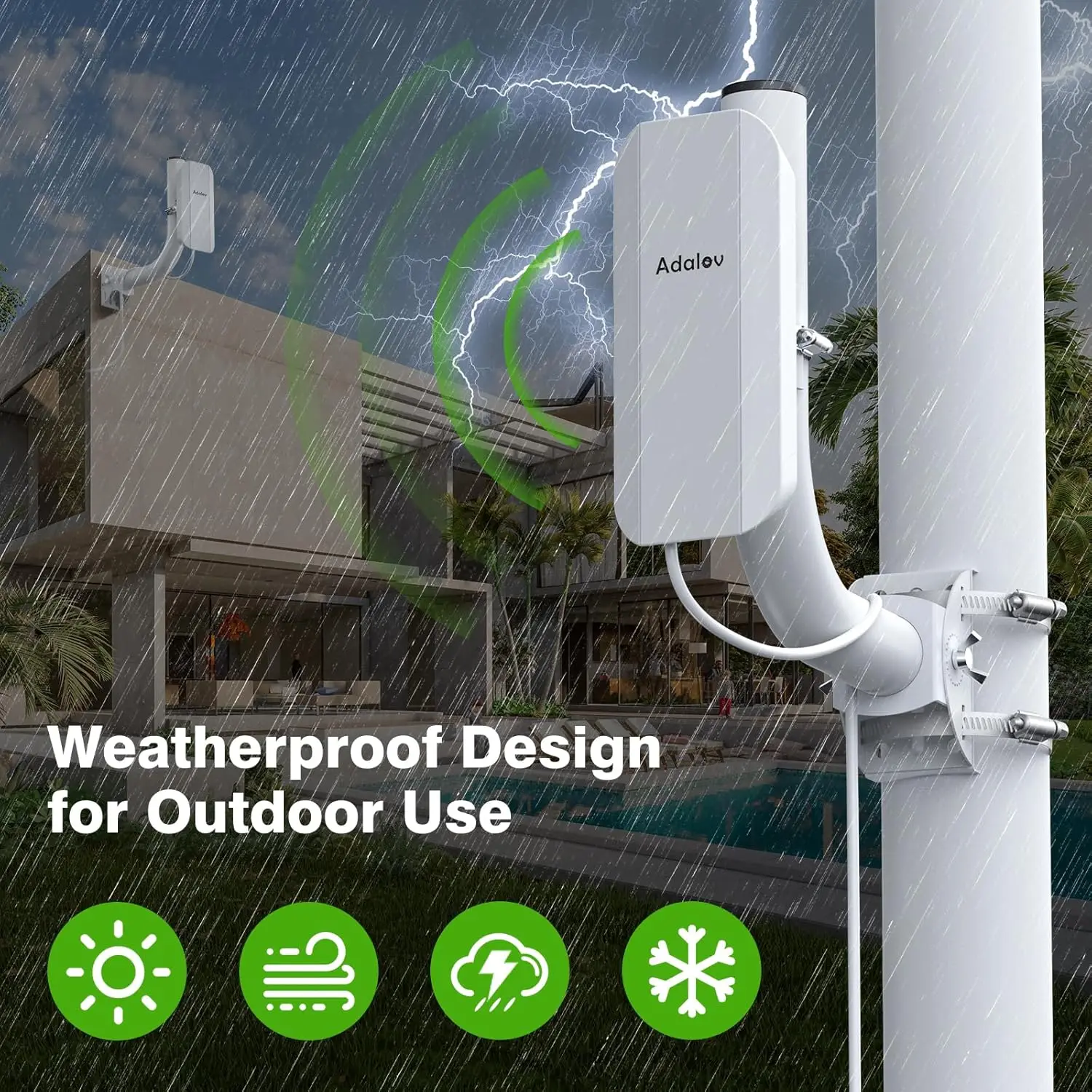 AdaLov CPE362 ギガビットブリッジ 48V PoE VLAN 5KM PtP 5.8GHz IP65 長距離エクステンダー 農場/ガレージ/複数建物セキュリティネットワーク