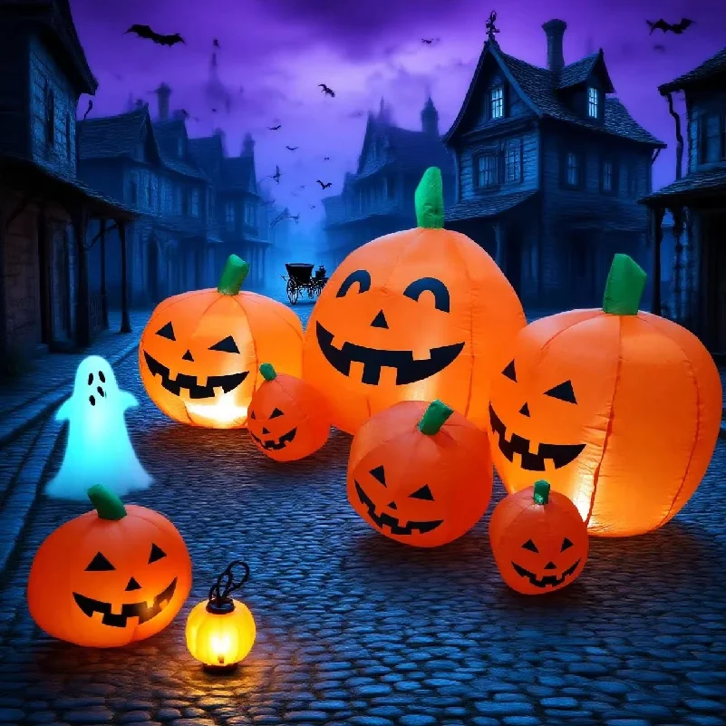 Nadmuchiwana dynia na Halloween – dekoracja rodzinna do ogrodu, na podwórko, do domu, na imprezę, do użytku wewnątrz i na zewnątrz.