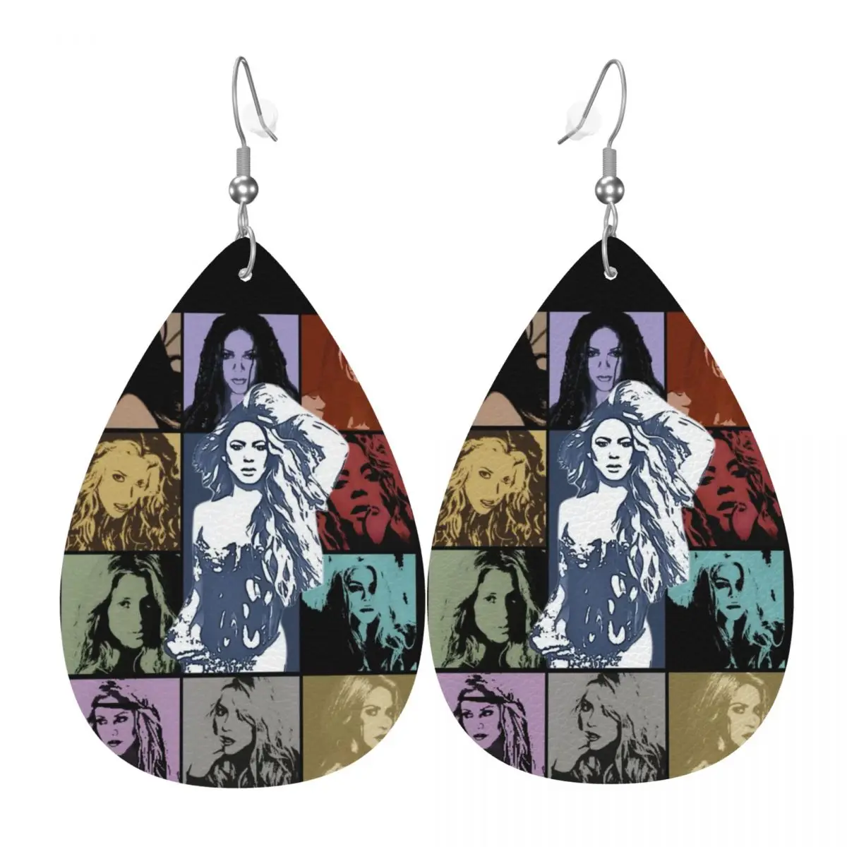 

Custom Shakira Singer Star PVC Leather Earrings Dangle Earrings Jewelry For Women Songs Music For Wife Mother Gift