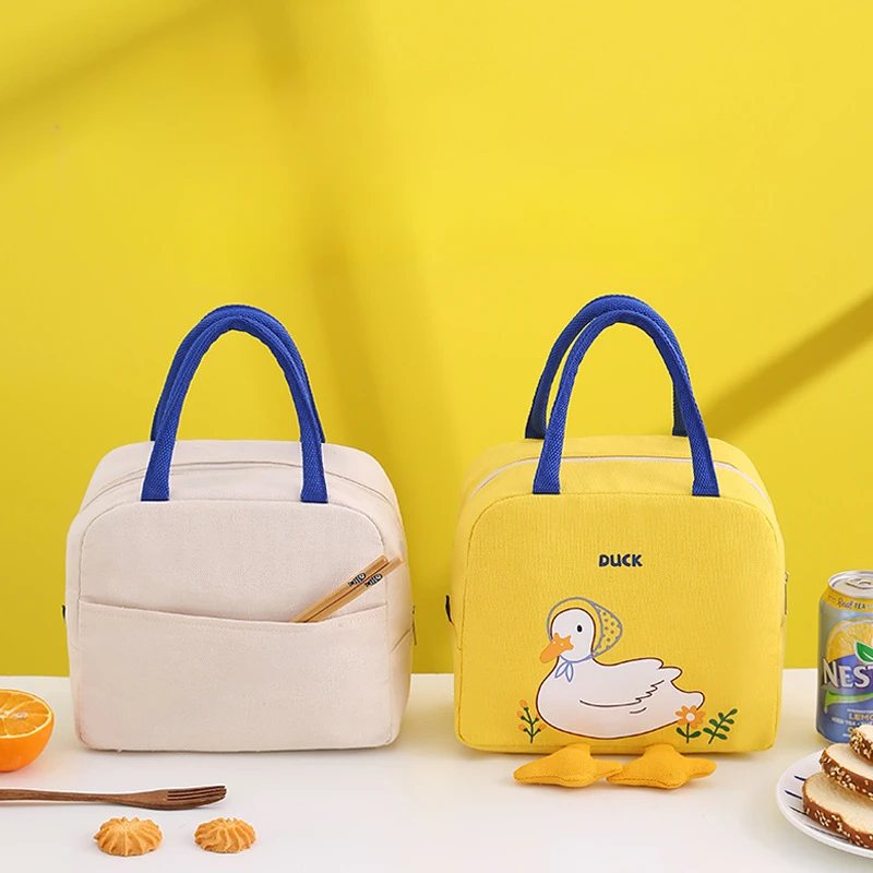 Kids Portable Insulated Thermal Picnic Food Cute Yellow Duck Lunch Bag Box Tote Food Fresh Cooler Bags Pouch for Children Bag