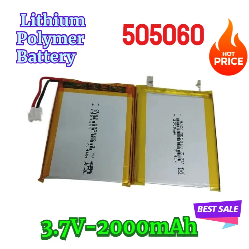 

1-10pcs 505060 Lithium Polymer Battery 3.7V 2000mAh Rechargeable Battery for Walkie Talkie Bluetooth Speaker PDA POS GPS