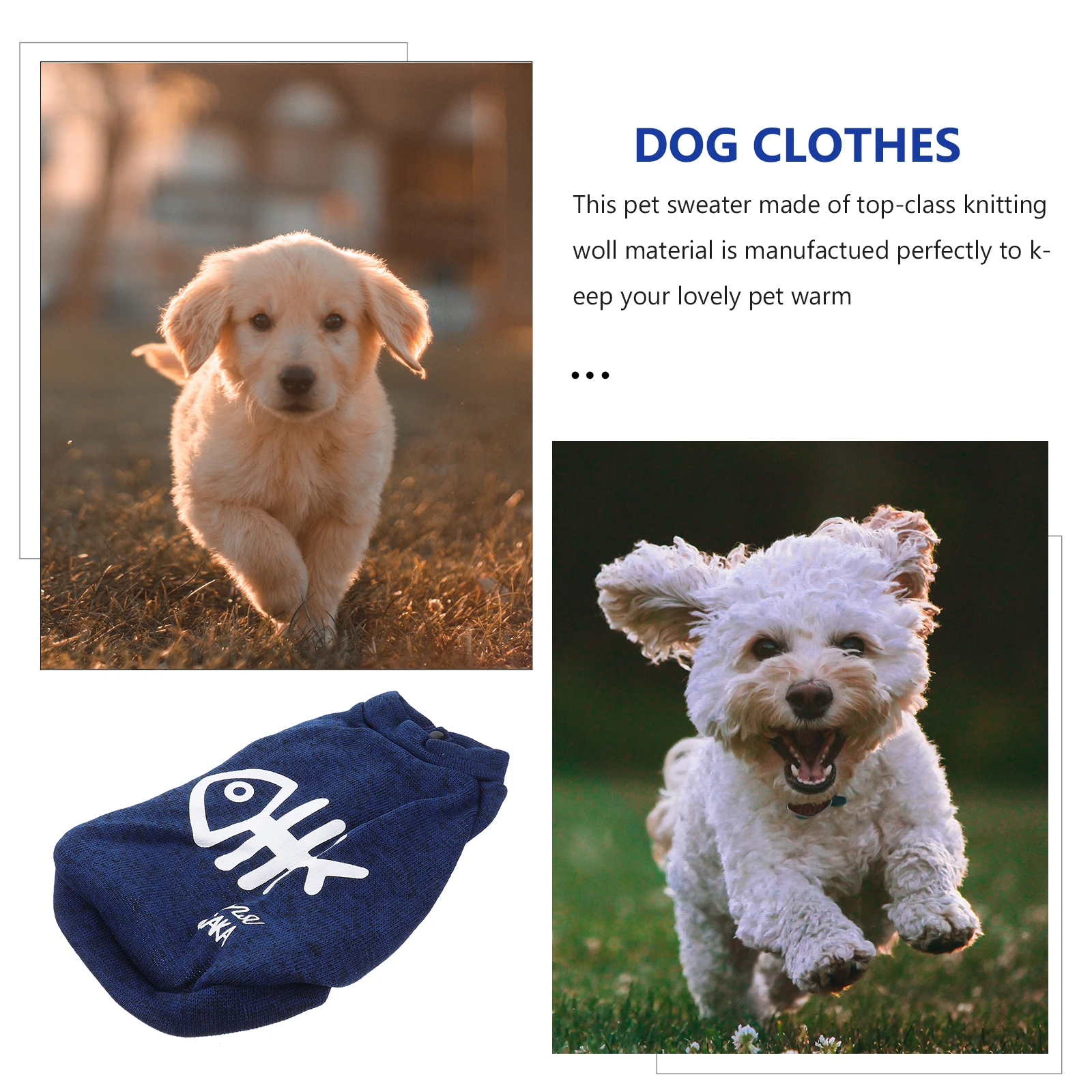 

Pet Winter Knit Sweater Size M Blue Soft Warm Clothes Dog Cat Puppy Sweater Ideal for Outdoor Indoor Wear Cat Clothes