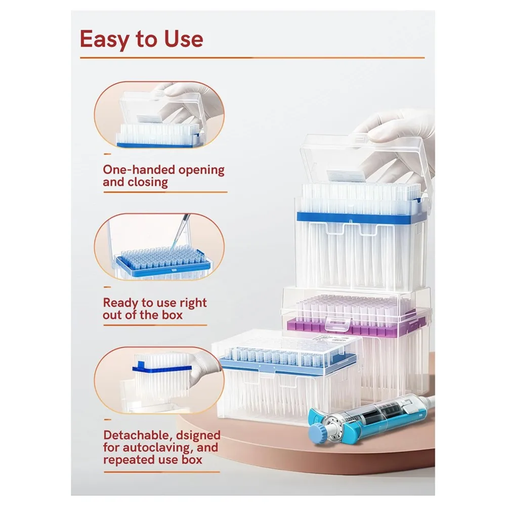 HOT!A72T 1000Ul Sterile Filtered Pipette Tips, Universal Rack Mount, 96 Tips/Rack - Lab Supplies For Accurate Liquid Handling