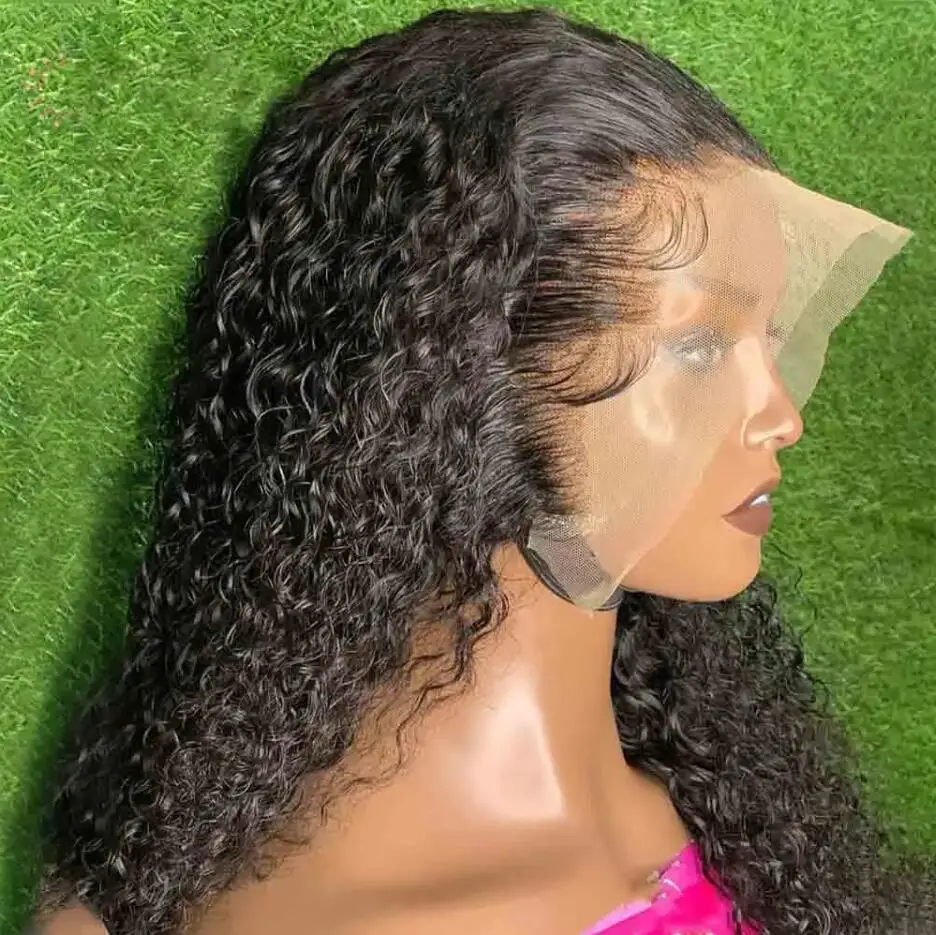 180Density Natural synthetic Long black Soft Glueless Kinky Curly Lace Front Wig For Women BabyHair 26“Heat Resistant Preplucked