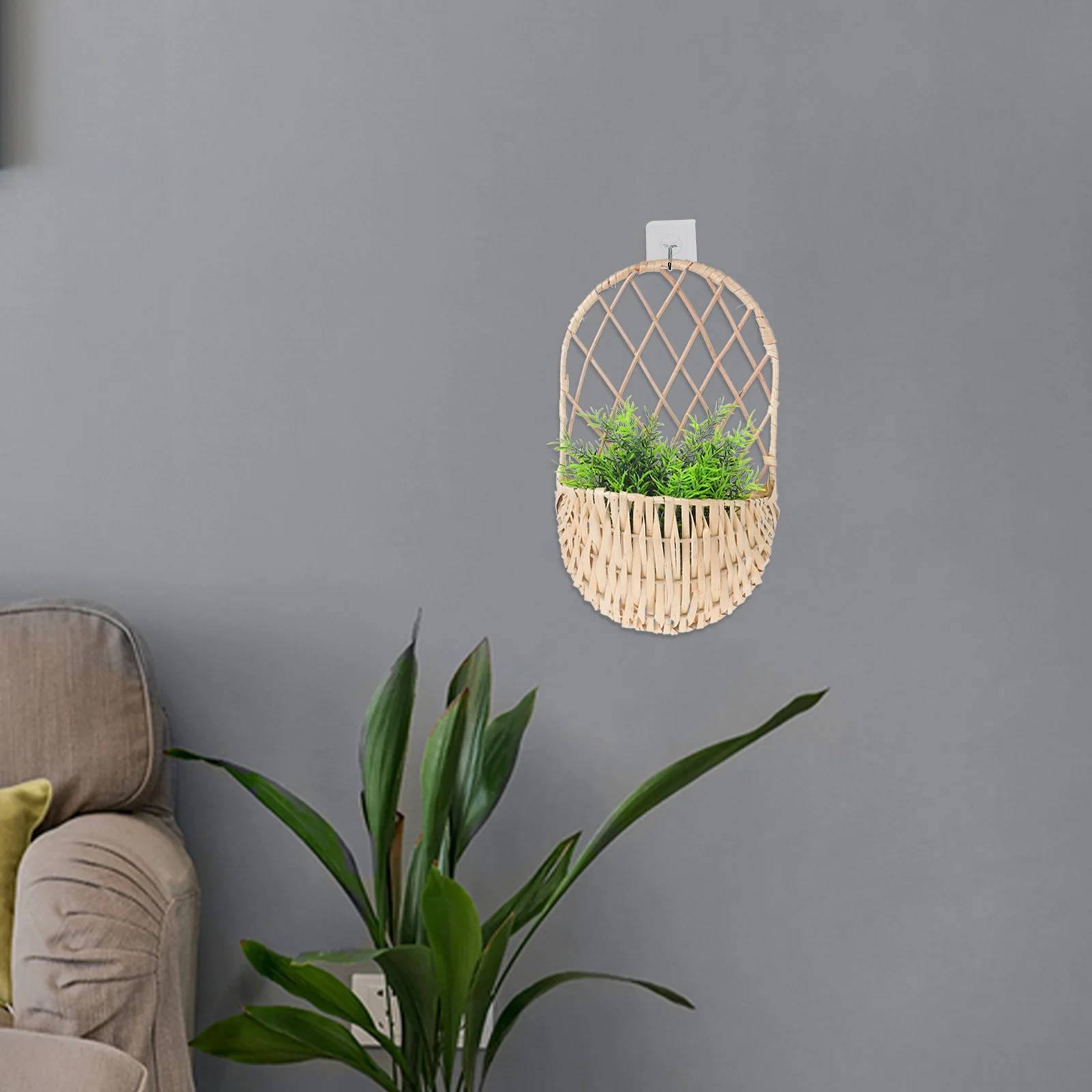 

1pcs Hand Woven Wicker Basket Wall Hanging Storage Organizer For Home Balcony Garden Decor Willow Weaving Flower Basket
