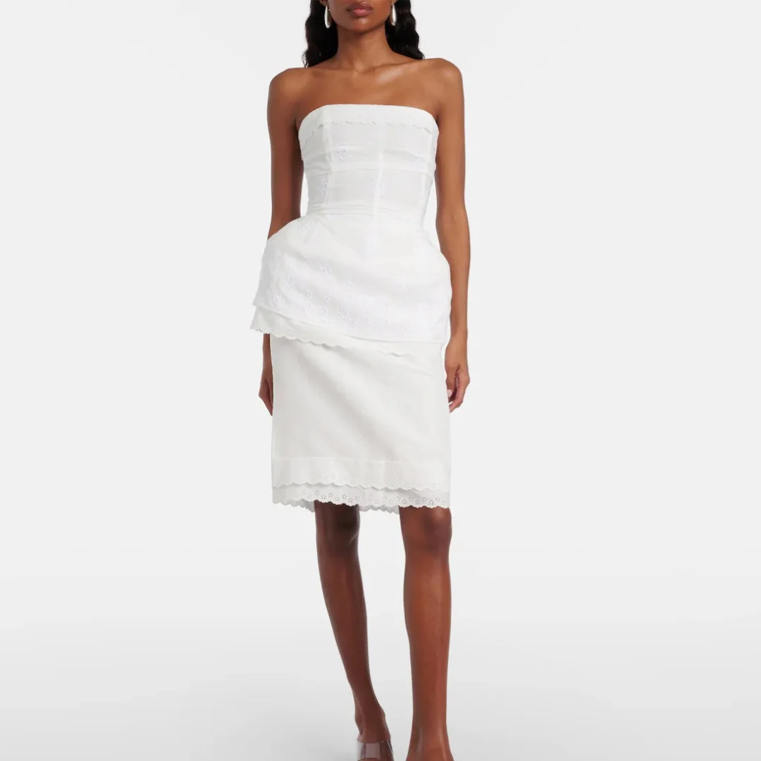 

Летнее женское платье без бретелек 2026 года, облегающее платье-корсет из чистого хлопка с вышивкой, сексуальное женское облегающее платье, новое модное платье для вечеринок в стиле Y2K