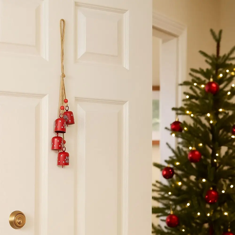 خمر شجرة عيد الميلاد أجراس سلسلة DIY سحر الحديد الفن جدار شنقا أجراس ندفة الثلج الإبداعية أجراس قلادة عيد الميلاد الديكور #4