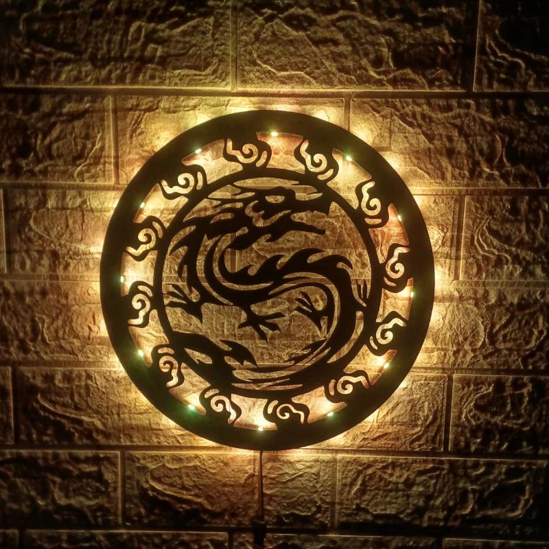 ZK50 Chinese Dragon Plate Light-emitting Color-changing LED Wall Lamp Home Interior Decoration Background Wall USB Night Light