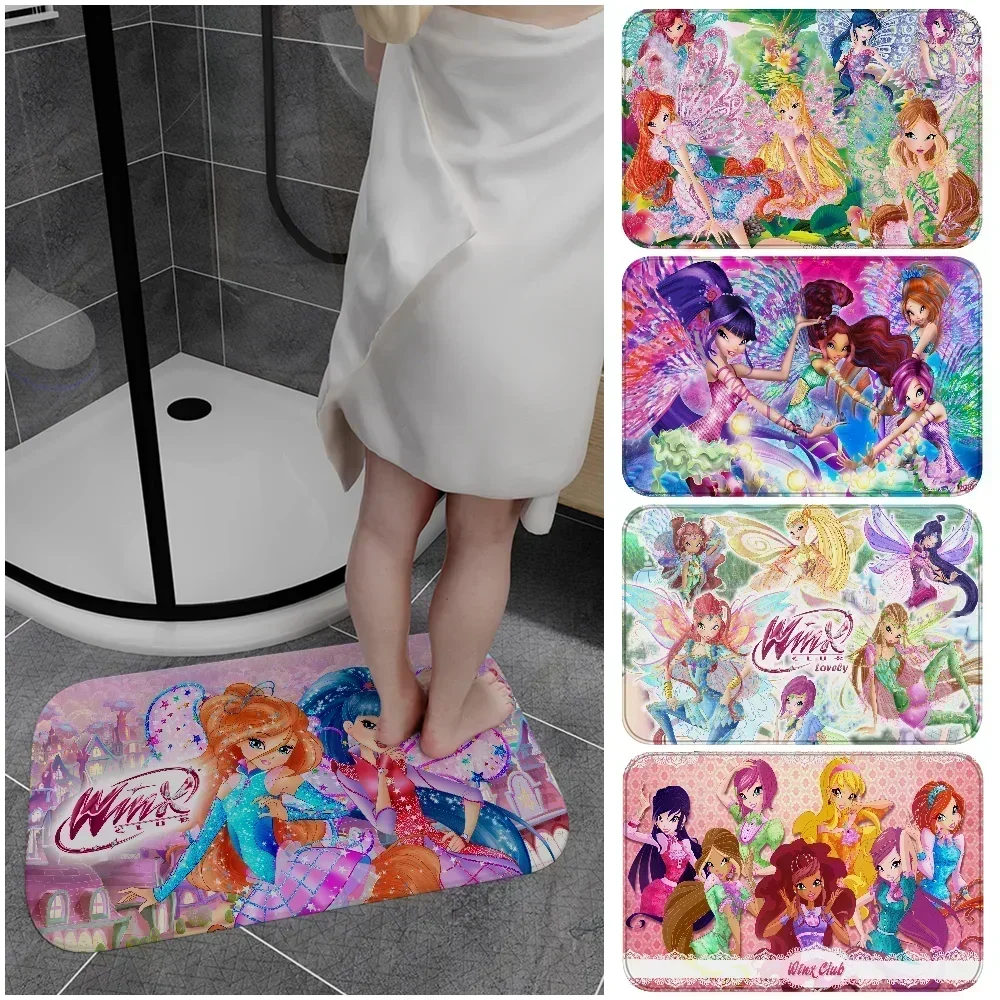 Girl Winx Clubs Kitchen Door Mat Anti-slip Absorb Water Long Strip Cushion Bedroon Mat Bedside Mats