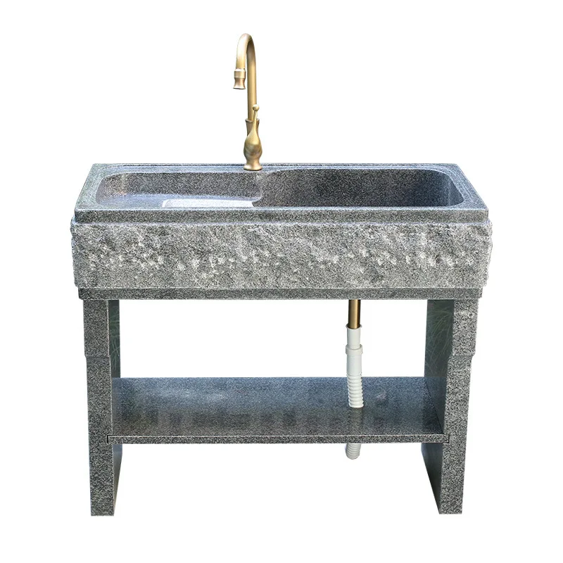 Outdoor stone laundry pool with rubbing board Household balcony Marble sink Vegetable sink Outdoor stone washbasin