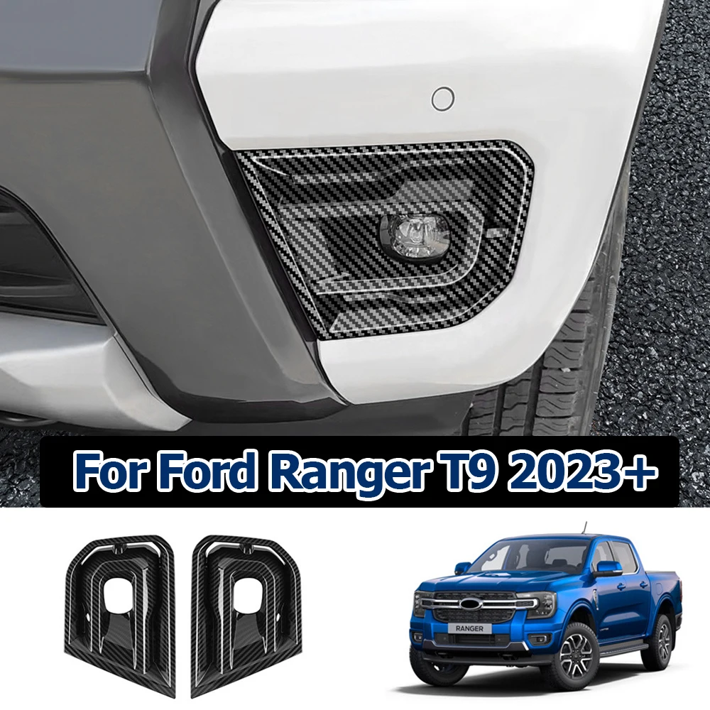 

For Ford Ranger Wildtrak 2023 2024 Front Bumper Fog Lamp Light Cover Trim Carbon Fibe Auto Parts Stickers