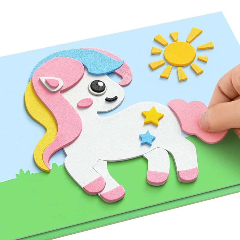 Kit de manualidades de pegatinas emergentes 3D DIY para niños para niñas en edad preescolar, pegatinas de juguete educativo con espuma EVA
