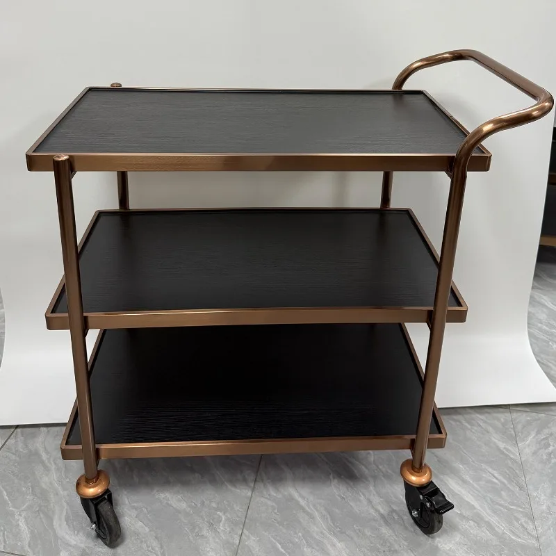 Commercial Solid Wood Stainless Steel Dining Cart Hotel Room Delivery Cart KTV Beverage Cake Banquet Service Cart