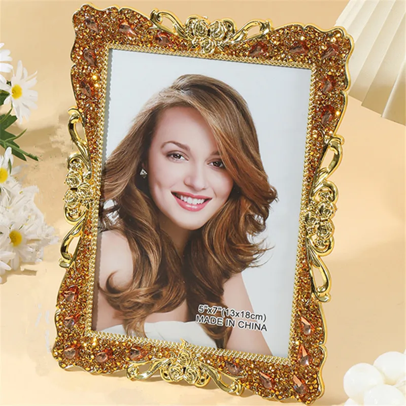 1 stuk: gouden, zilveren of diamantkleurige fotolijst, Amerikaanse klassieke stijl, geschikt voor gebruik in huis, slaapkamer, woonkamer, als decoratie voor Halloween of Kerstmis.