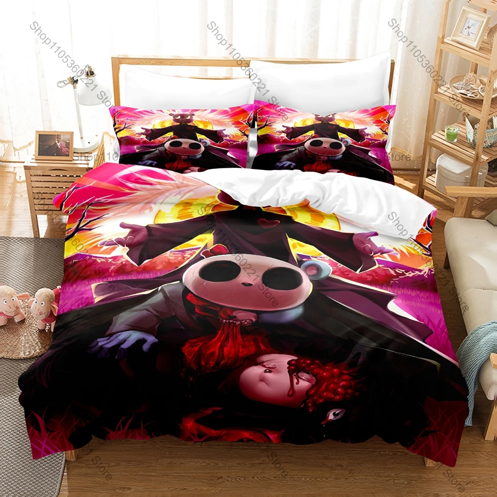 Cool Unicorn Wars Themed 3PCS Bedding Set Vivid Bear Unicorn Art Print Cozy Microfiber Kit All Season Dark Fantasy Animation Pat
